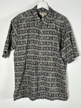 Tori Richard Mens Tropical Print Cotton Lawn Button Up Camp Hawaiian Shirt Large